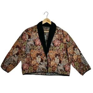 NEW IDENTITY Vintage Cat Tapestry Jacket Blazer Size 3XL